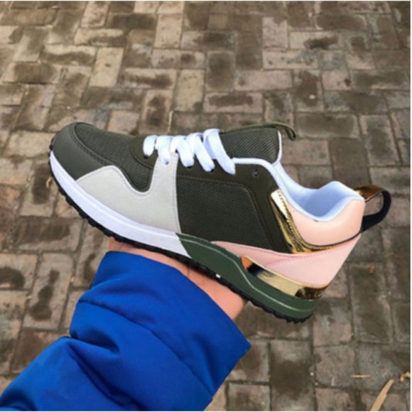 Color Block Army Green Sneakers - Picture 3 of 4